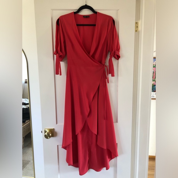 Topshop salmon wrap dress - Picture 1 of 3